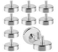 WANDGU Magneti al Neodimio con Filettatura M5, Set da 10 Pezzi Super Potenti Ø25mm Calamite Piatte Tonde, Forza di Tenuta 20kg, Magneti Avvitabili per Occhiello/Gancio