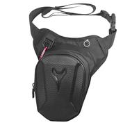 WANDGU Marsupio da moto da uomo e donna: marsupio da gamba e marsupio 2 in 1, custodia rigida impermeabile, marsupio da gamba con cintura regolabile per moto, equitazione, escursionismo, nero, Nero ,