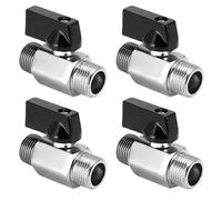 WANDGU Mini valvola a sfera: 4 pezzi valvola a sfera 3/8 pollici, interruttore di arresto in ottone, filettatura esterna BSP x filettatura esterna, in ottone, mini valvola a sfera DN10 per bagno,
