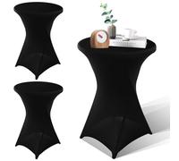 WANDGU Nizirioo - Copertura per tavolo da bistrot, 3 pezzi, colore nero, 80 x 110 cm, in spandex elasticizzato per tavolo da bistrot, copertura per tavolo da bar, rinforzo nella zona dei piedi