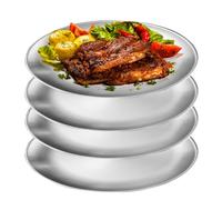 WANDGU Piatti rotondi in acciaio inossidabile: 4 pezzi 23 cm, piatti da campeggio in acciaio inossidabile per campeggio aperto, picnic, barbecue, spiaggia