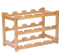 WANDGU Piccolo portabottiglie portabottiglie: portabottiglie con 2 ripiani, portabottiglie in bambù naturale, 2 ripiani, 8 bottiglie, scaffale per bottiglie di vino per cucina Countertop cantina bar