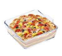 WANDGU Pirofila in vetro: 0,8 l, piccola con manici, mini teglia per lasagne, torte, microonde e forno, adatta al congelatore, resistente ad alte e basse temperature, 19,5 x 16,5 x 4,6 cm