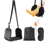 WANDGU Poggiapiedi Aereo: Poggiapiedi da Viaggio Portatile con Maschera per gli Occhi e Borsa di Stoccaggio, Relax e Comfort, Amaca per Piedi Accessorio da Viaggio per Aerei e Ufficio