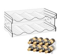 WANDGU Portabottiglie per frigorifero, organizer per bottiglie, impilabile, trasparente, per piano di lavoro della cucina, armadietto, 8 bottiglie