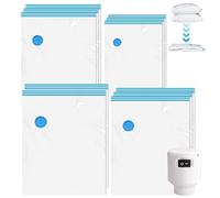 WANDGU Sacchetti sottovuoto per coperte e vestiti: 12 pezzi Vacuum Bags for Clothing Trave con pompa elettrica, set di sacchetti sottovuoto, salvaspazio per viaggi, trasloco, stoccaggio, 2XL+3L+3M+3S