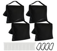 WANDGU Sacchi di sabbia per fotografia: 4 pezzi sacchetti di sabbia vuoti fotografici con 4 moschettoni e 8 sacchetti, Oxford Fabric Sacchi di sabbia vuoti per studi fotografici, treppiedi, scatti