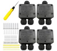 WANDGU Scatola di derivazione impermeabile IP68: 4 set 3 vie scatola di giunzione esterna impermeabile nera elettrica esterna scatola di derivazione per giardino 4-15 mm diametro cavo in policarbonato