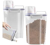 WANDGU Scatola portaoggetti con misurino: 2 pezzi, 2,5 l, dispenser ermetico in plastica con beccuccio, contenitore per cibo per gatti, contenitore per cibo secco, riso, farina, detersivo, cibo per