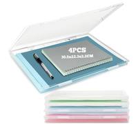 WANDGU Scatola portaoggetti portatile: 4 scatole trasparenti A4, impilabili, multifunzionali, per documenti, lettere, scrapbooking, riviste (30,5 x 22,3 x 2,2 cm)