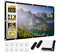 WANDGU Schermo pieghevole 100 pollici: 16:9 HD/4K, tela ottimizzata interni-esterni, portatile, lavabile, ganci, corde, home cinema, campeggio, ufficio, ispessimento