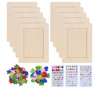 WANDGU Set di 10 cornici per bricolage, 14 x 19 cm, per fai da te con glitter e adesivi in gomma espansa, cornice in legno, cornice per bricolage, per ragazzi e ragazze, compleanno dei bambini
