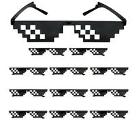 WANDGU Set di 12 occhiali da sole divertenti: occhiali Pixel Retro, occhiali Thug Life, accessori da festa per spiaggia, carnevale e serate in maschera, design stravaganti e riutilizzabili(2 stili