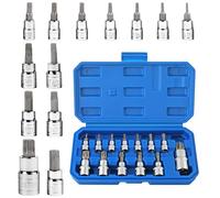 WANDGU Set di 13 bussole esagonali metriche: prese metriche da 1/4", 3/8", 1/2" 2-14 mm, set di bussole esagonali con scatola per chiavi a urto e chiavi dinamometriche