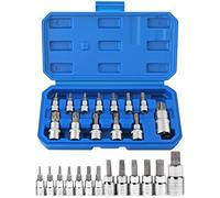 WANDGU Set di 13 chiavi a bussola esagonali, 1/4", 3/8", 1/2", set metrico da 2 a 14 mm, set di chiavi a bussola metriche con scatola di conservazione, per avvitatore a percussione, chiavi