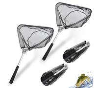 WANDGU Set di 2 retini telescopici Pieghevoli con Manico Lungo, retino da Pesca in Alluminio per Pesca, Stagno, Piscina, Giardino, Spiaggia, Compatto e Resistente