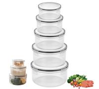 WANDGU Set di 5 contenitori per forno a microonde con coperchi da 370 ml, 700 ml, 1050 ml, 1700 ml, 2600 ml, conservazione per riscaldare, contenitore rotondo