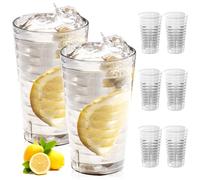WANDGU Set di 8 bicchieri impilabili in plastica, senza BPA, infrangibili, riutilizzabili, per esterni, cucina e feste di famiglia