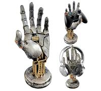 WANDGU Supporto per Casco Cyberpunk, Opera d'arte Cyberpunk: Supporto per Casco e Controller, Design futuristico in resina effetto metallo, decorazione da ufficio per Gamer