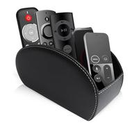 WANDGU Supporto telecomando: supporto per telecomando in pelle PU con 5 tasche, contenitore telecomando, telecomando per telecomandi, trucco, penne, forniture per ufficio nero