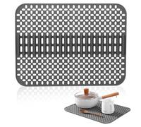 WANDGU Tappetino in silicone per lavello 43 x 32 cm, tappetino di drenaggio resistente al calore, tappetino da cucina antiscivolo per piano di lavoro e lavello - supporto ad asciugatura rapida con