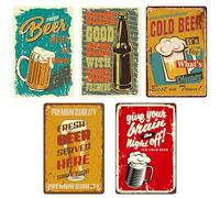 WANDGU Targhe metalliche per garage Retro: set di 5 poster in metallo, per officina, 20 x 30 cm, design vintage, in stile nostalgico, per auto, auto, vecchia targa in metallo per la casa, decorazione