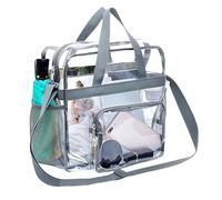 WANDGU Tasca trasparente con tasche con cerniera: tasca trasparente, borsa Bib trasparente approvata stadio, zaino trasparente per biblioteca, stadio, aeroporto, spiaggia, trasparente