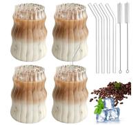 WANDGUbicchiere con cannucce e spazzole per la pulizia, set da 4 bicchieri da caffè e dessert, 500 ml