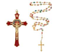 WANDIC 1 crocifisso da 11,7 cm, 1 collana con croce, croce cristiana da appendere alla parete, con croce religiosa di Gesù, decorazione cattica per preghiera