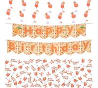 WANDIC 1 set di decorazioni per feste a forma di margarita, striscioni per cocktail e cocktail con scritta "Happy Birthday" con coriandoli per bicchieri da vino, decorazione per aperol