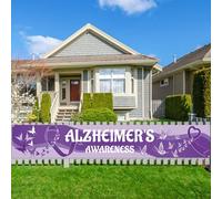 WANDIC 1 striscione grande con nastro viola da 0,5 m, 1 striscione lungo da appendere per esterni, decorazione per la consapevolezza della malattia di Alzheimer