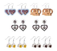 WANDIC 10 paia di orecchini per Oktoberfest Damen Set - 5 Verschiedene Stile (Edelweiß, Bier Motiv) Trachtenschmuck & Traditionelle Trachten Accessoires Damen - Oktoberfest Ohrringe Deko & Bier