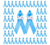 WANDIC 100 spille con nastro di raso azzurro con colomba, spille commemorative con nastro in Forever in Our Hearts, per funerali, lutto, eventi, lutti