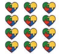 WANDIC 12 toppe adesive ricamate a tema autismo a forma di cuore, termoadesive per la consapevolezza dell'autismo, per vestiti e accessori fai da te, decorazione