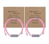 WANDIC 2 braccialetti regolabili rosa ottobre con nastro rosa per la consapevolezza del cancro al seno, robusti braccialetti in corda con coulisse da donna con ciondolo in metallo per decorazione da