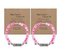 WANDIC 2 braccialetti rosa di ottobre, braccialetto rosa con nastro rosa per la consapevolezza del cancro al seno, con cordoncino regolabile, da donna, con ciondolo in metallo, per lezioni pubbliche