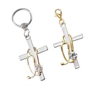 WANDIC 2 ciondoli a forma di croce con stetoscopio dorato, accessori per badge infermieri, per RN LPN, medici, personale medico, bobina