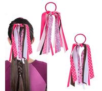WANDIC 2 elastici per capelli rosa per la consapevolezza del cancro al seno, elastici per capelli fatti a mano, accessori per capelli da donna
