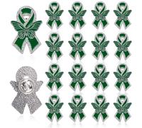 WANDIC 20 spille a forma di farfalla, con strass, colore verde, per la sensibilizzazione sul cancro al fegato, per la salute mentale, trapianto, per eventi quotidiani