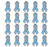 WANDIC 20 spille con nastro blu chiaro con strass per la sensibilizzazione sul cancro alla prostata, spille commemorative per il cancro al colon, per funerali, lutto, eventi, lutto, ricordo