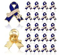 WANDIC 20 spille con nastro blu, spilla commemorativa a forma di fiore di giglio per la sensibilizzazione sul cancro alla prostata del colon, spille commemorative per beneficenza