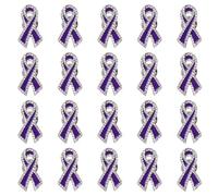 WANDIC 20 spille con nastro viola con strass, per la consapevolezza della malattia di Alzheimer, per la violenza domestica, spille commemorative, per funerali, lutto, eventi, lutto, ricordo