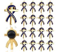 WANDIC 20 spille in metallo a forma di croce blu, spille commemorative in lega con nastro in Forever in Our Hearts per funerali, lutto, eventi, lutto, commemorazione
