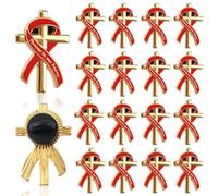 WANDIC 20 spille in metallo a forma di croce rossa, spille commemorative in lega con nastro in Forever in Our Hearts per funerali, lutto, eventi, lutto, commemorazione