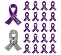 WANDIC 20 spille viola per la sensibilizzazione contro la violenza domestica del pancreas e il sovradosaggio, con clip a farfalla, design con testo coraggio, per pazienti, accessori per l'uso