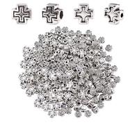 WANDIC 200 perline a croce di Gesù, perline religiose in lega a forma di croce cristiana, perline sfuse per fai da te, bracciali, collane, forniture per la produzione di gioielli