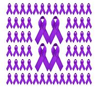 WANDIC 200 pz Nastro Viola Spilli di Raso Spilli di Consapevolezza Violenza Domestica Lupus Alzheimer Spilli di Consapevolezza del Cancro al Pancreatico Spilla Viola, 7.5cm