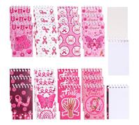 WANDIC 24 quaderni a spirale rosa per giornalisti di ottobre, con nastro rosa per la sensibilizzazione sul cancro al seno, taccuino portatile per scrittura, 8 stili per insegnanti, cancelleria