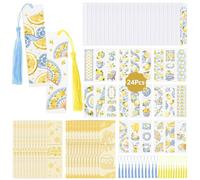 WANDIC 24 segnalibri in Acrilico a Tema Limone, con Adesivi a trasferimento UV DTF - Design Impermeabile con Limone, Artigianato con Nappe, per diari e Regali