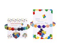 WANDIC 2pcs Bracciali di consapevolezza dell'autismo perline colorate braccialetto elastico gioielli stretch braccialetti gioielli motivazionali per donne uomini
